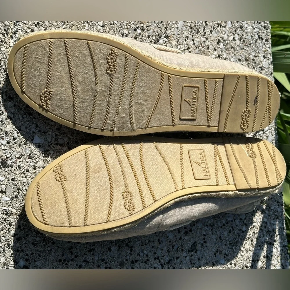 Nautica Rudder Nautical Canvas Espadrille Flat Anchor Print Cinched at Heel